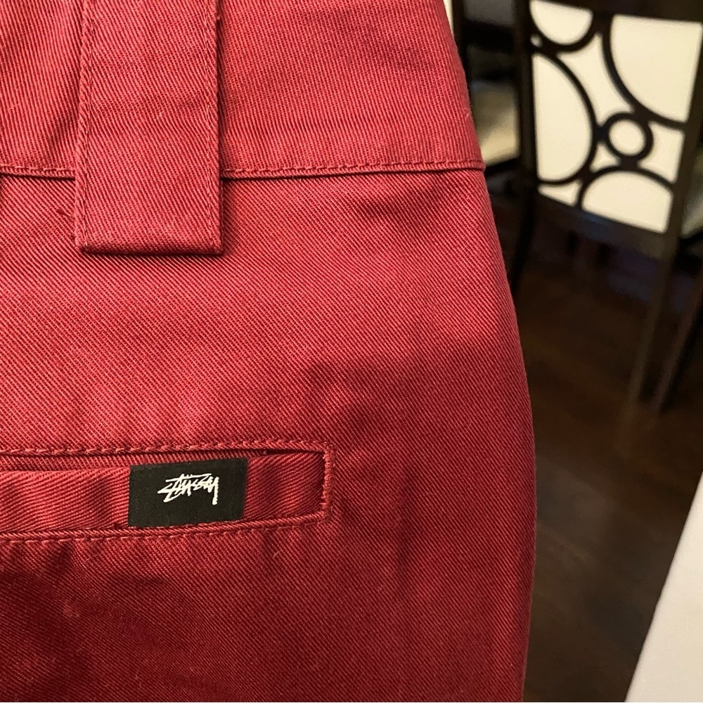New with Tag Stussy Milo Work Pant Women’s Size 5 Measures 30*29 Flat Front Red - Picture 3 of 8